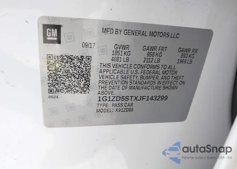 2018 Chevrolet Malibu Lt z USA, uszkodzony, nr VIN 1G1ZD5STXJF143299